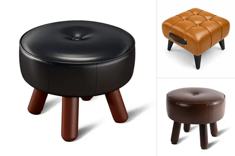 Detailed view of Best Faux Leather Footrest Stools