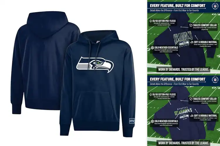 Detailed view of Best Seattle NFL Hoodies